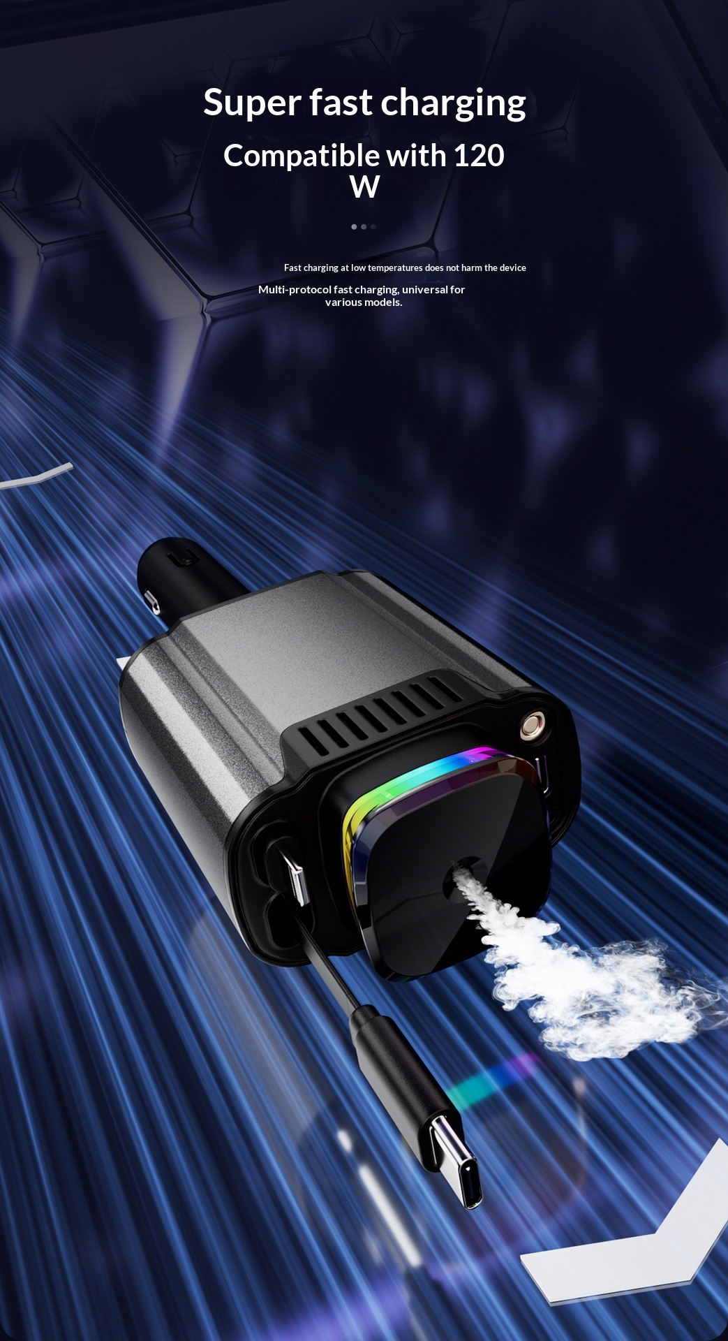 Chargeur voiture multifonction usb charge rapide et veilleuse led_voghion.com