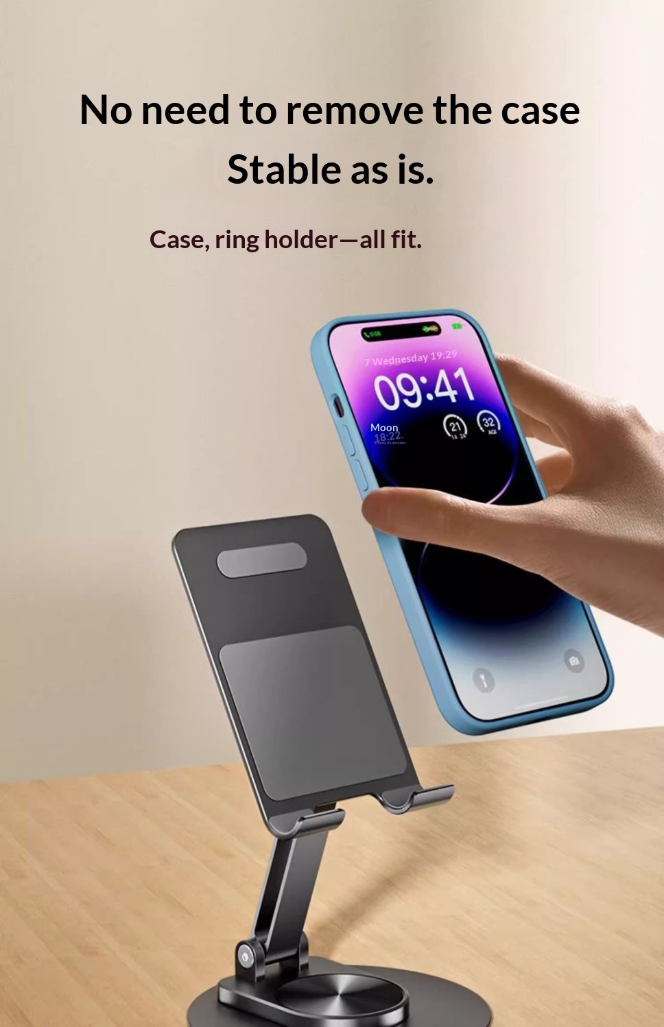 Supporto da tavolo in metallo girevole, pieghevole e regolabile in altezza per telefono e tablet, modello 2025, nuovo e pratico._voghion.com