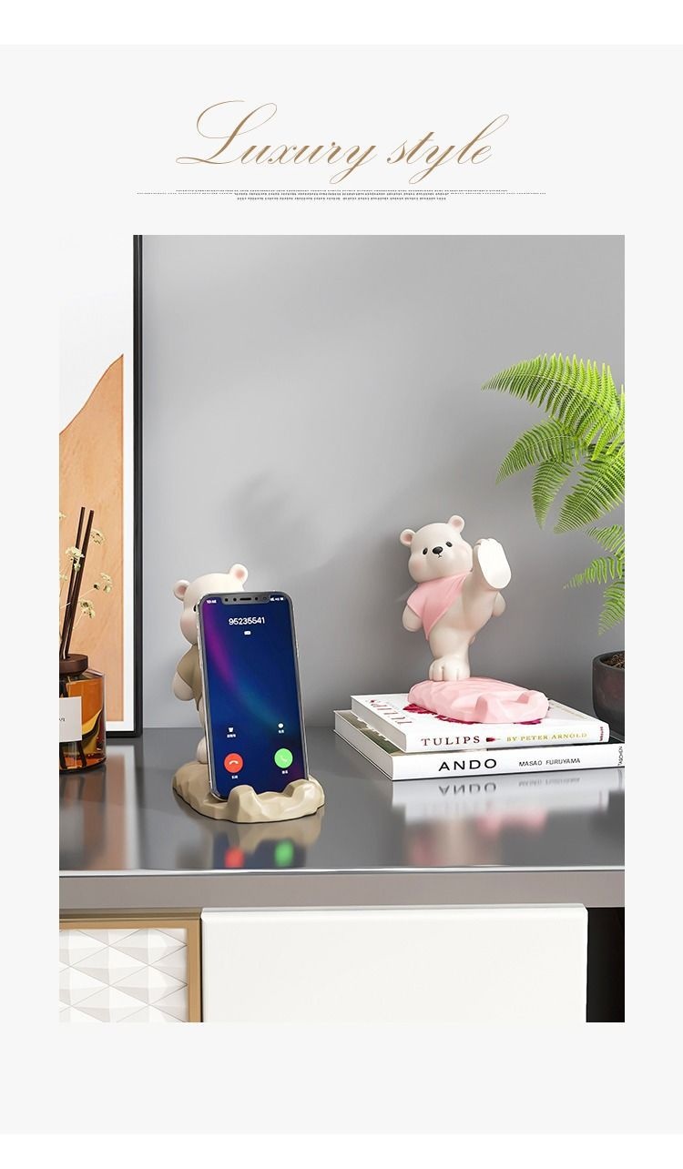 Support de téléphone ours mignon décoration de bureau et maison_voghion.com