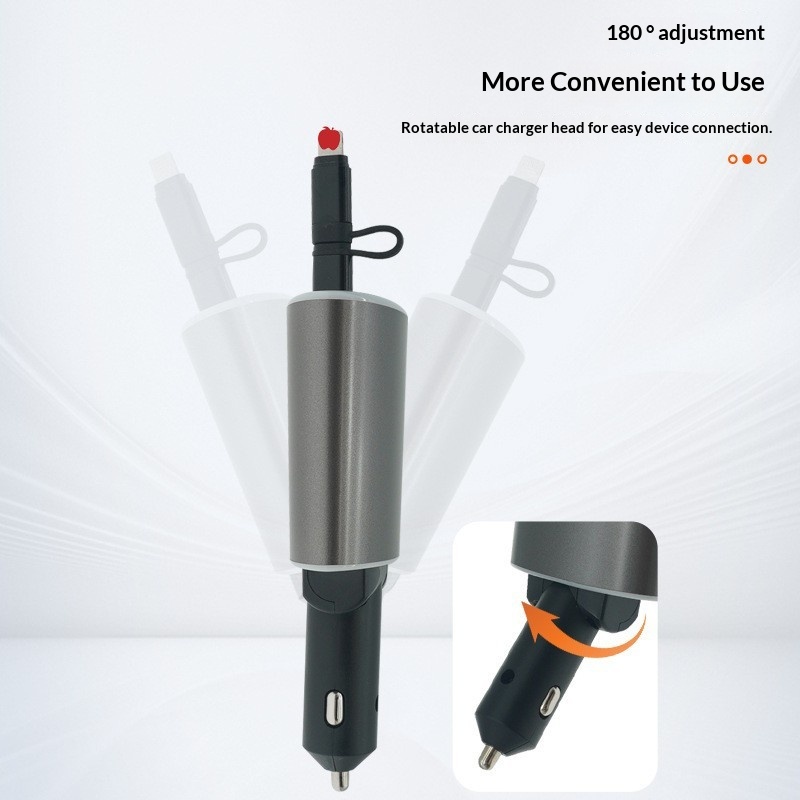 New Car Charger Fast Charging Socket 3-in-1 Retractable Cable Cigarette Lighter 35W Super Conversion Plug_voghion.com