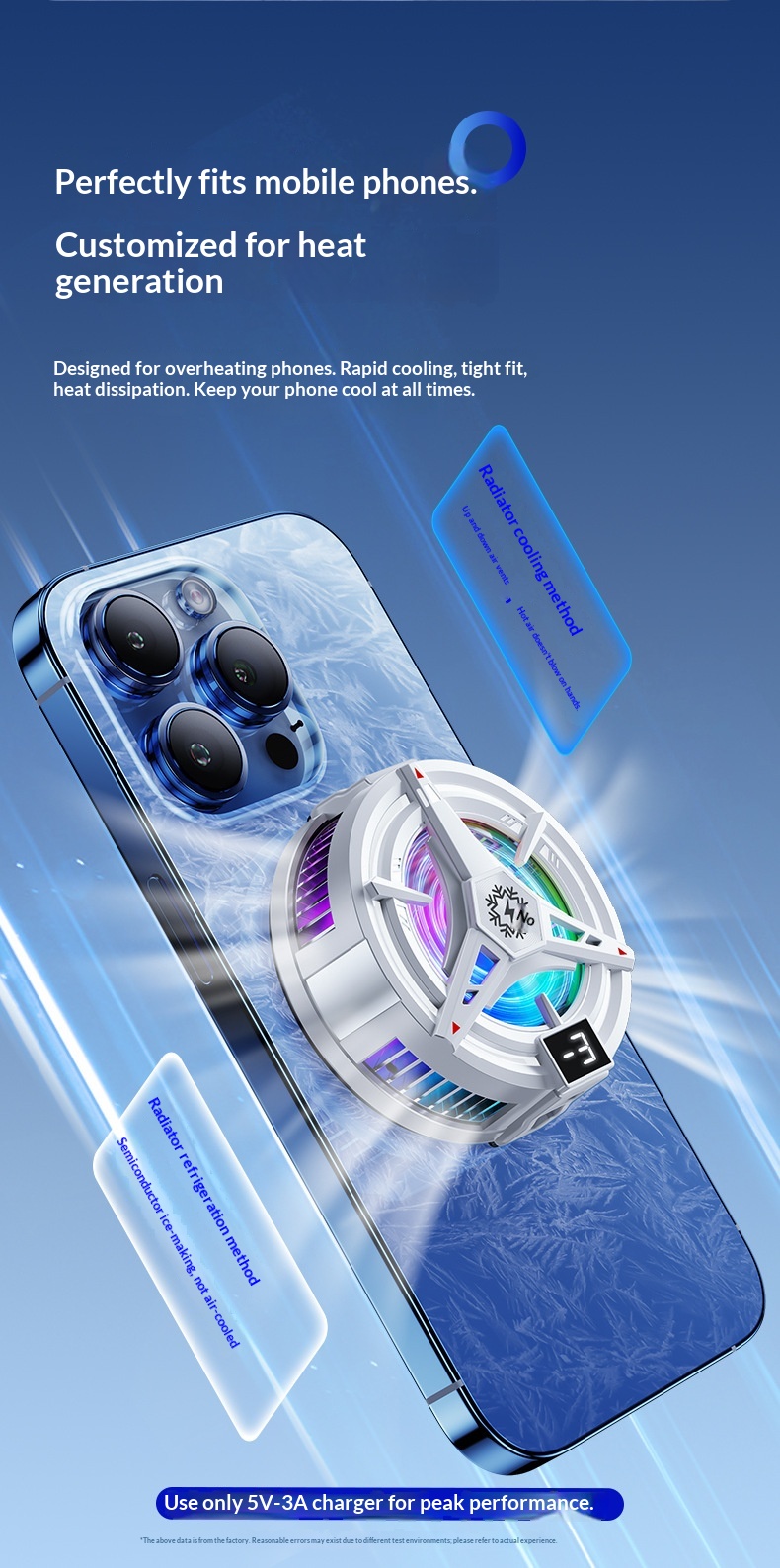 Phone Cooler Semiconductor Ice Magnetic Absorption Digital Display Three-Level Adjustment RGB Lighting Silent Cooling_voghion.com