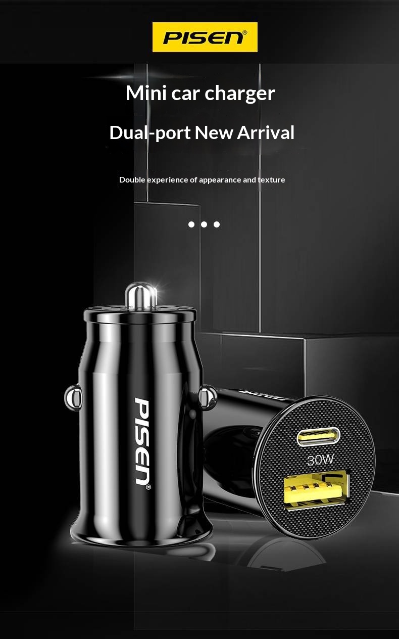 Pisen mini autolader 30w pd voor smartphone en tablet_voghion.com