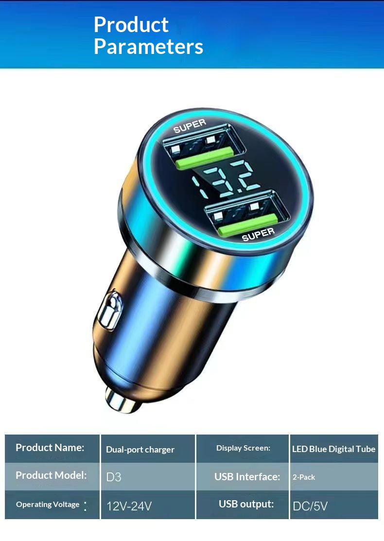 New Super Fast One-to-Two Flash Charging Cigarette Lighter Adapter Plug Dual USB Car Charger For Phones_voghion.com