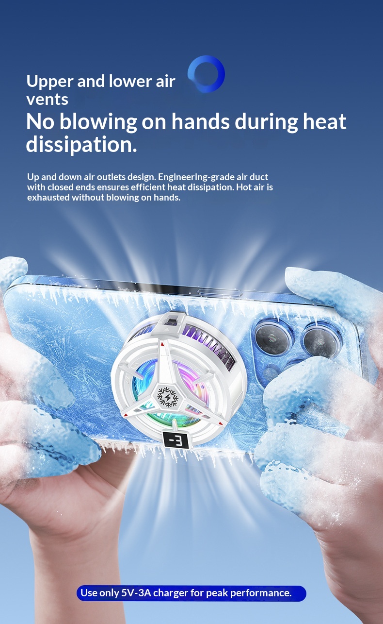 Phone Cooler Semiconductor Ice Magnetic Absorption Digital Display Three-Level Adjustment RGB Lighting Silent Cooling_voghion.com