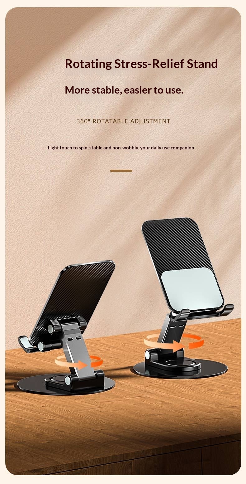 New Rotating Aluminum Alloy Desktop Tablet Live Streaming Phone Online Class Multi-Functional Folding Stand_voghion.com