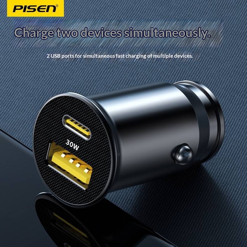 Pisen 30W PD snelle mini-autolader, sigarettenaanstekeradapter voor in de auto_voghion.com