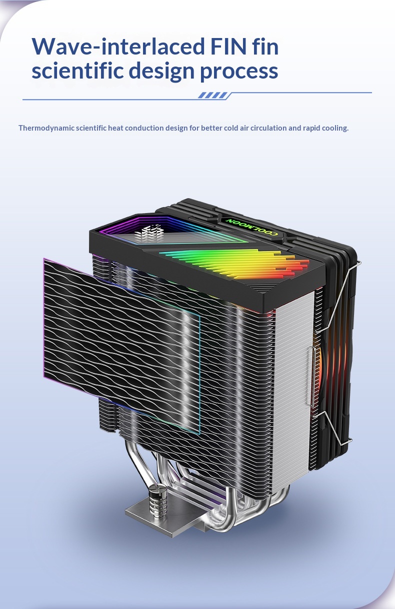 Coolmoon Computer Digital 4 Copper Tube Radiator ARGB Synchronized Temperature Display Multi-Platform AMD Tower CPU Fan_voghion.com