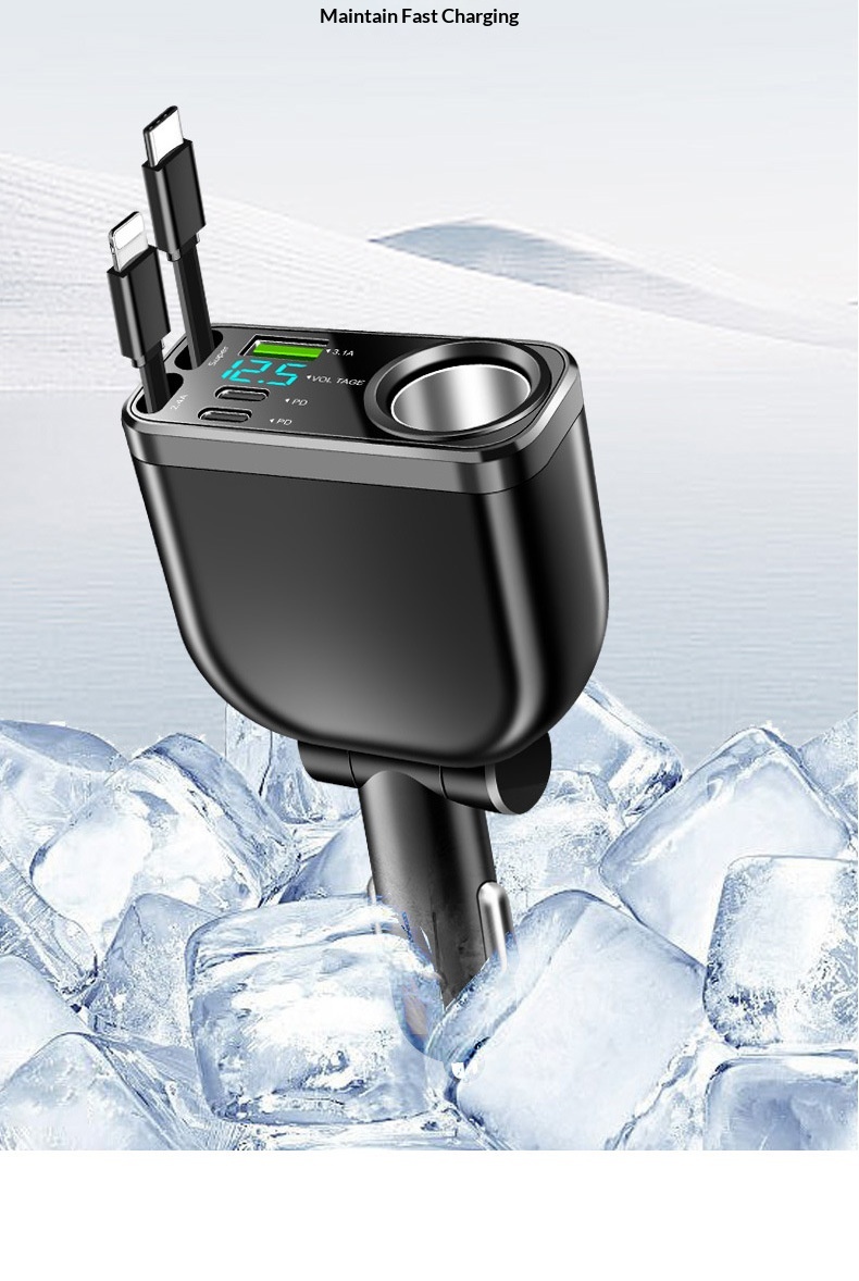 Adattatore multifunzione per caricabatterie da auto con presa accendisigari per ricarica super rapida del telefono cellulare._voghion.com