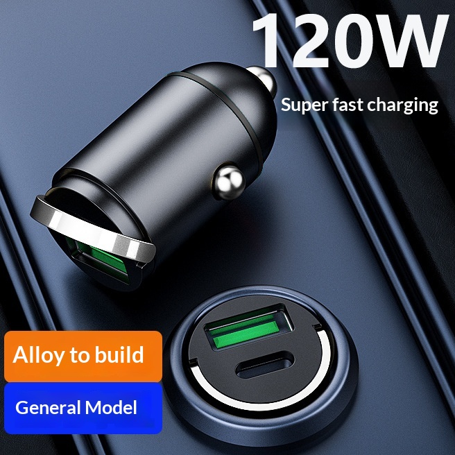 100-W-Super-Schnellladekopf, Mini-Unsichtbares Ladegerät, Kfz-Zigarettenanzünder-Adapterstecker (1 auf 2)_voghion.com