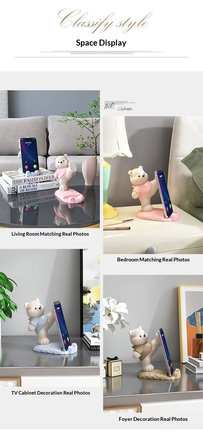 Support de téléphone ours mignon décoration de bureau et maison_voghion.com