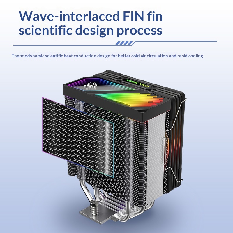 Coolmoon Computer Digital 4 Copper Tube Radiator ARGB Synchronized Temperature Display Multi-Platform AMD Tower CPU Fan_voghion.com