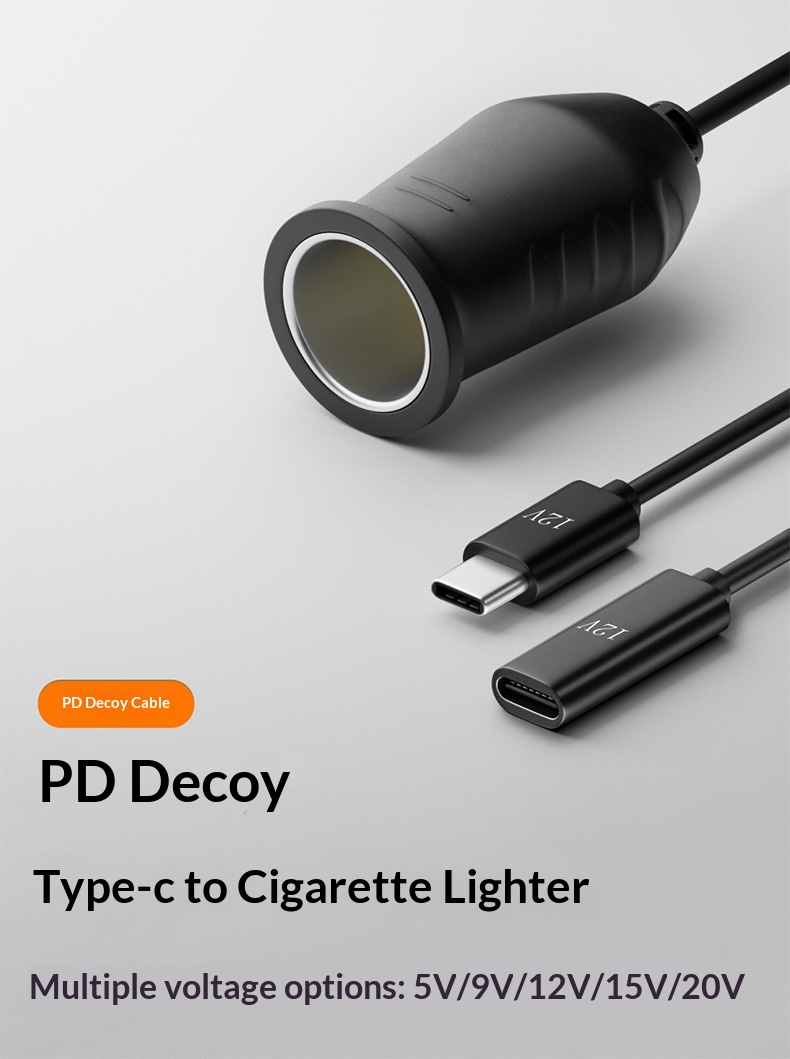 Usb-c til cigaretstik adapter pd biloplader til bærbar_voghion.com