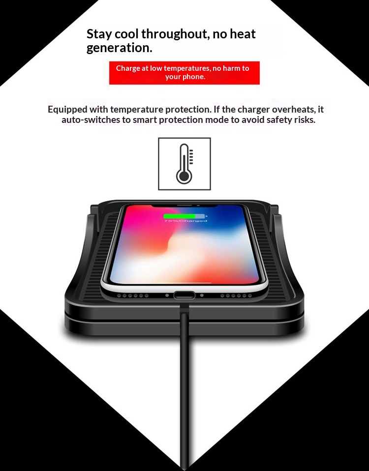 Caricabatterie wireless auto con tappetino antiscivolo telefono_voghion.com
