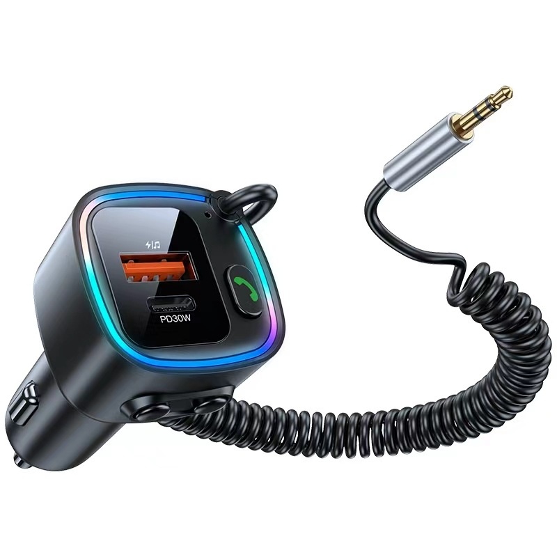 Cargador Bluetooth FM con cable de audio 2 en 1 Comercio electrónico transfronterizo Artículo popular Coche rápido_voghion.com