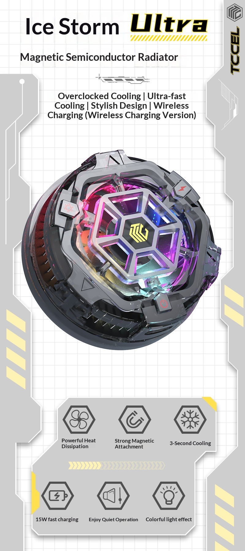 Tccel Ultra Mobile Phone Cooler Magnetic Wireless Charging Semiconductor Cooling Device_voghion.com