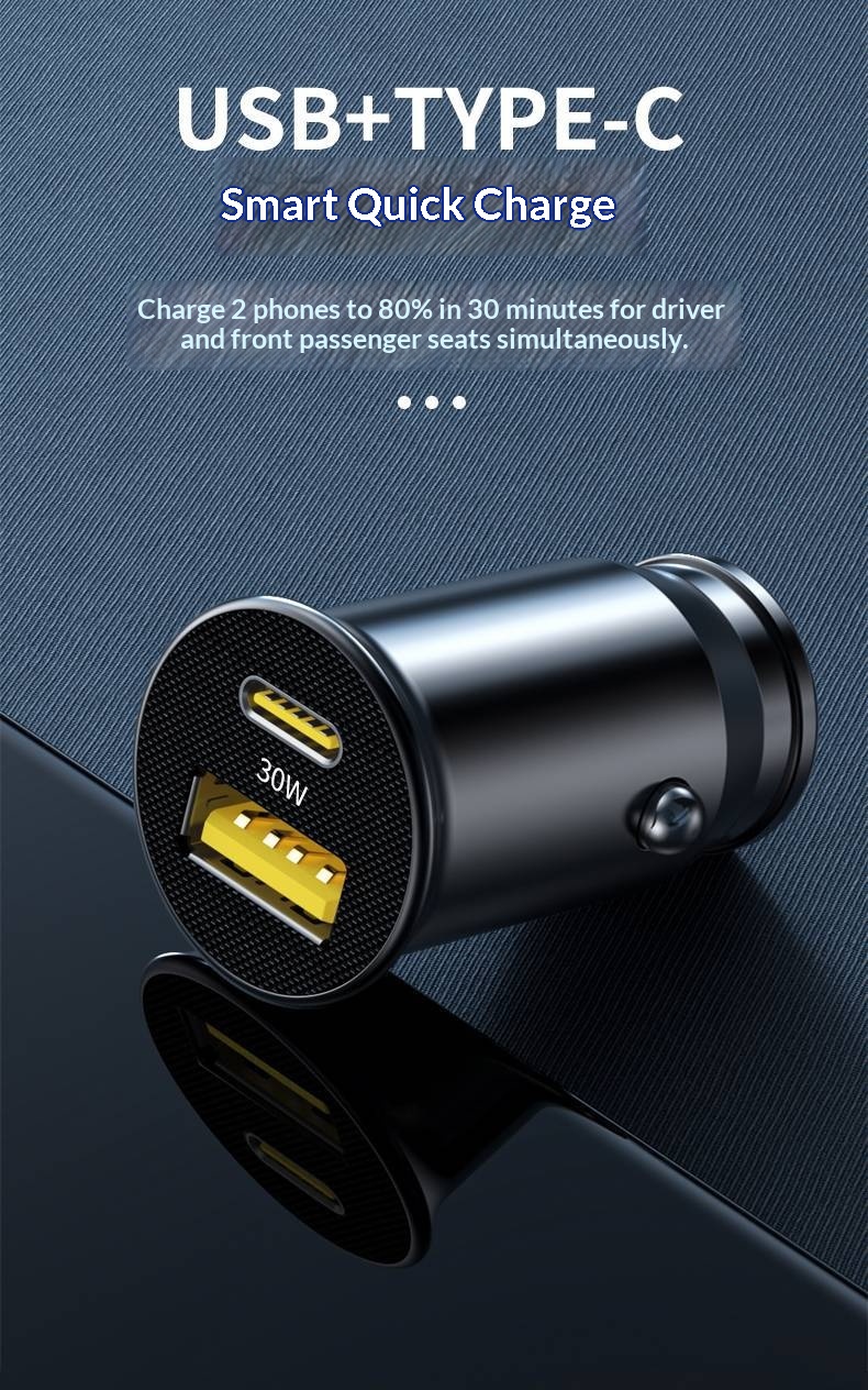 Pisen mini autolader 30w pd voor smartphone en tablet_voghion.com