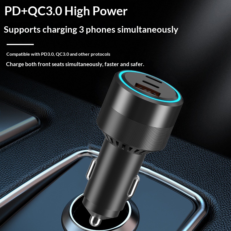 Nieuwe PD48W 130W autolader voor Huawei en Samsung telefoons met QC3.0 snellaadfunctie._voghion.com