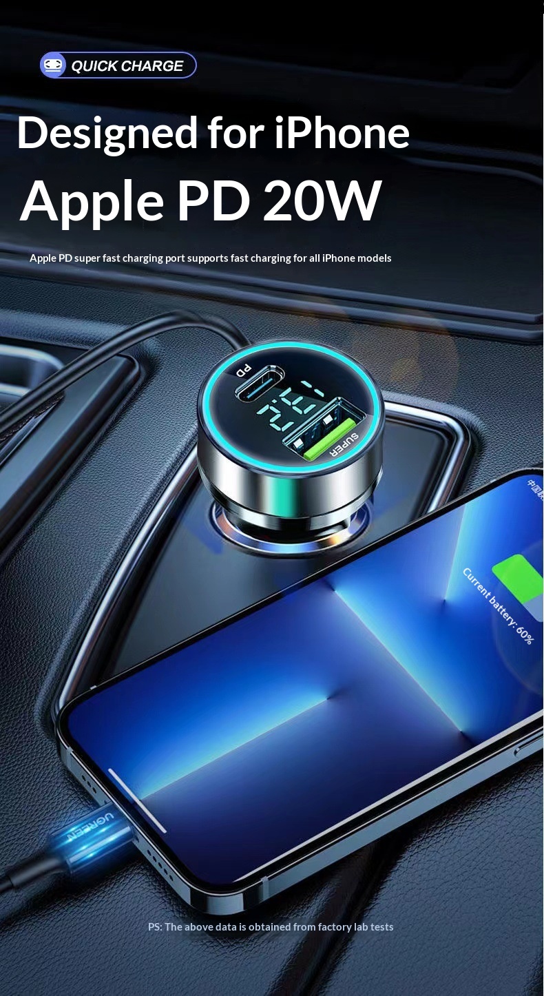 Charger Super Fast One-to-Two Cigarette Lighter USB Adapter Multi-Function Car Phone Flash Charging_voghion.com