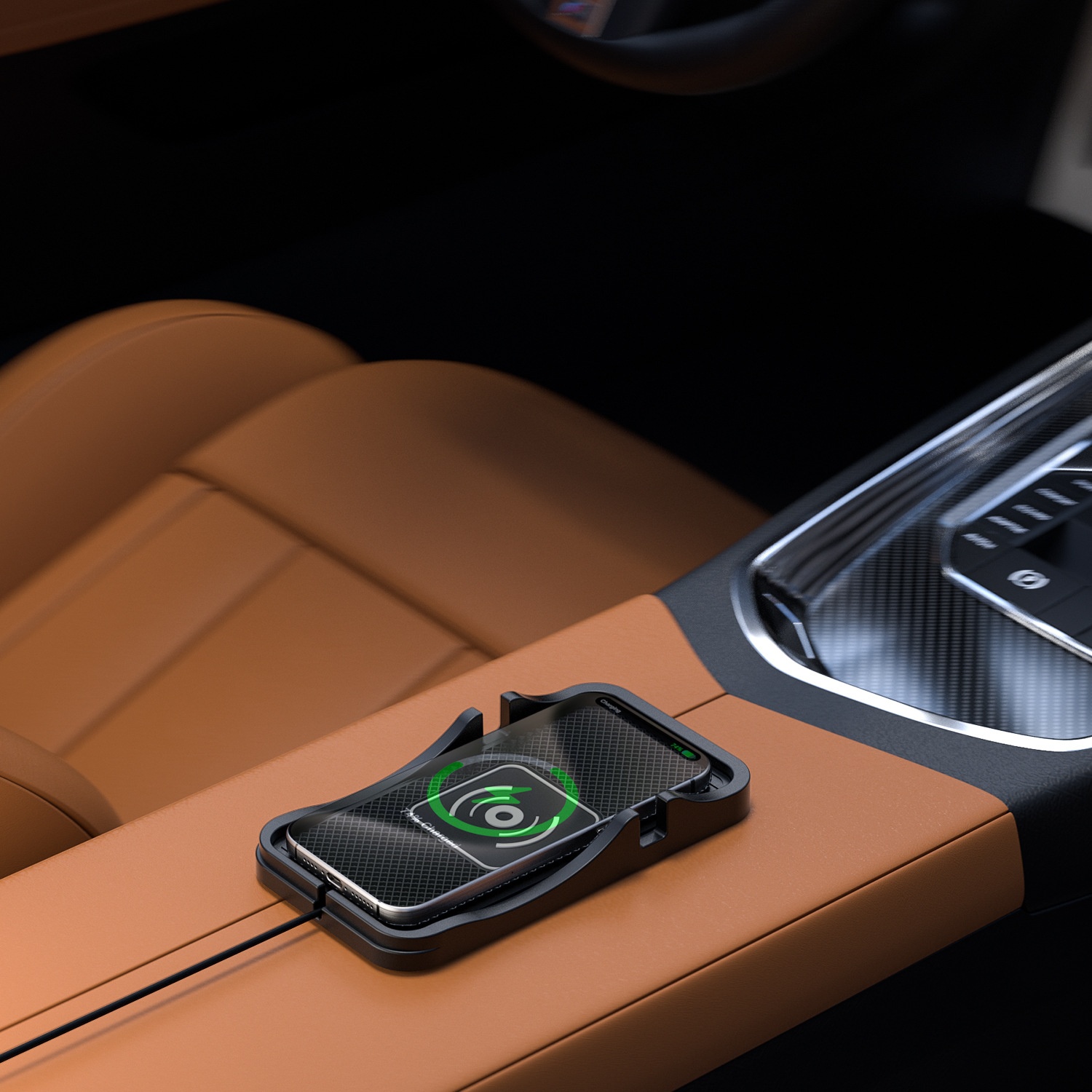 Caricabatterie wireless auto con tappetino antiscivolo telefono_voghion.com