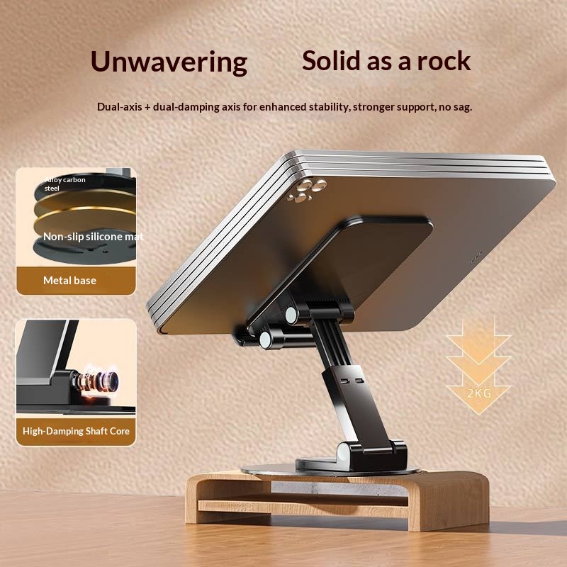 New Rotating Aluminum Alloy Desktop Tablet Live Streaming Phone Online Class Multi-Functional Folding Stand_voghion.com