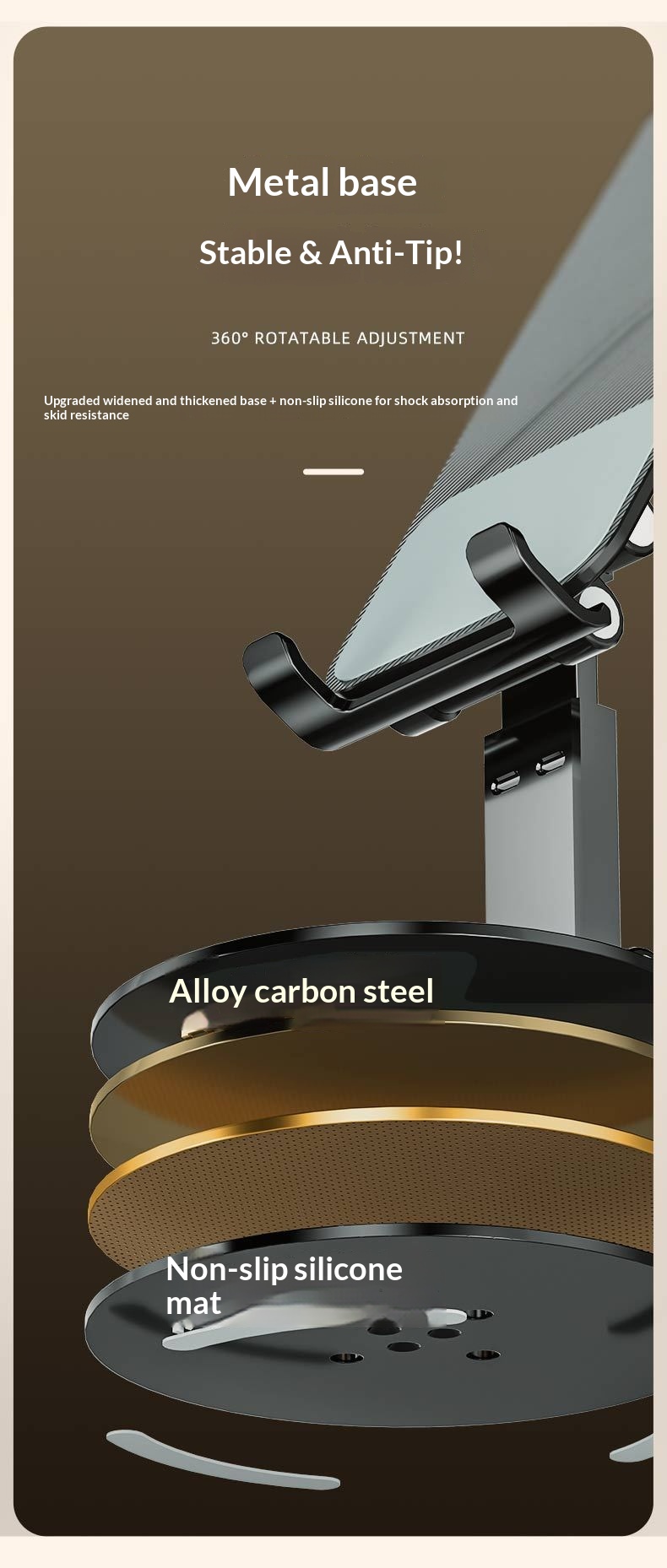 New Rotating Aluminum Alloy Desktop Tablet Live Streaming Phone Online Class Multi-Functional Folding Stand_voghion.com