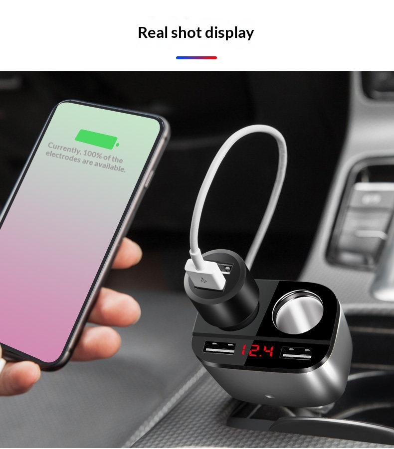 One-to-Three One-to-Two Cigarette Lighter Adapter USB Mobile Phone Multi-Function Car Charger_voghion.com