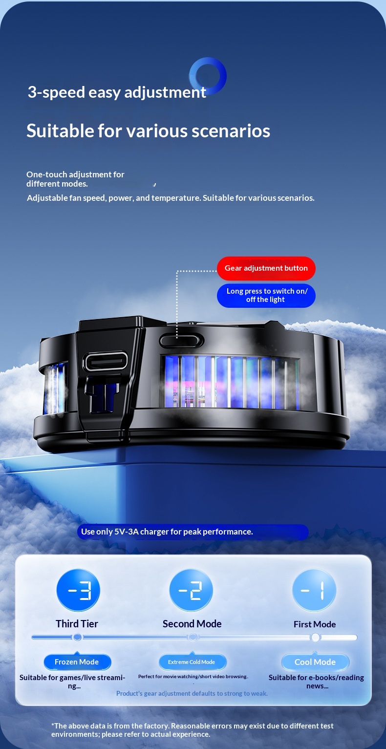 Phone Cooler Semiconductor Ice Magnetic Absorption Digital Display Three-Level Adjustment RGB Lighting Silent Cooling_voghion.com