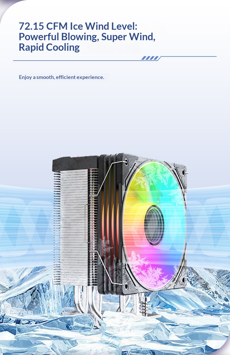 Coolmoon Computer Digital 4 Copper Tube Radiator ARGB Synchronized Temperature Display Multi-Platform AMD Tower CPU Fan_voghion.com