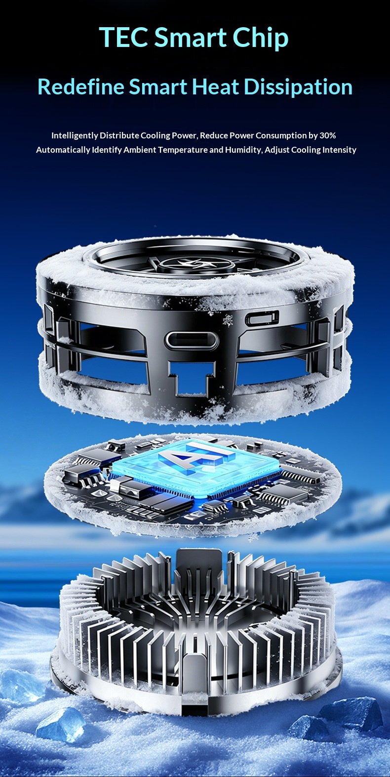 SL70 Mobile Phone Cooler With Semiconductor Refrigeration, AI Temperature Control, Rapid Cooling, True Freezing,_voghion.com