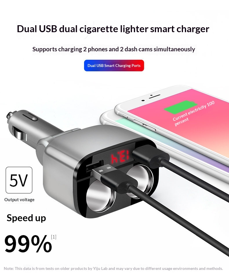 One-to-Three One-to-Two Cigarette Lighter Adapter USB Mobile Phone Multi-Function Car Charger_voghion.com