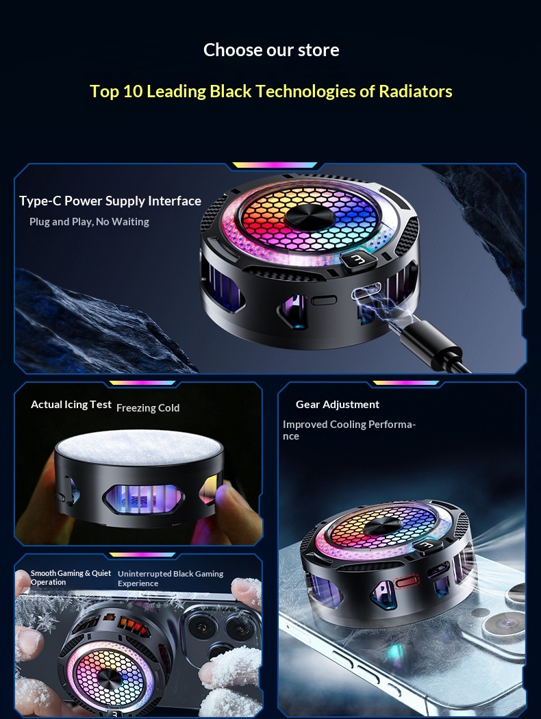 Phone Cooler Live Streaming, Fast Device, Semiconductor Wireless Magnetic Charging Air Cooling For Gaming_voghion.com