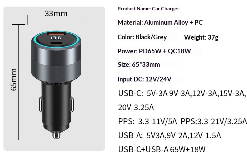 Caricabatterie auto 48w pd e qc3.0 fast charging per cellulari_voghion.com