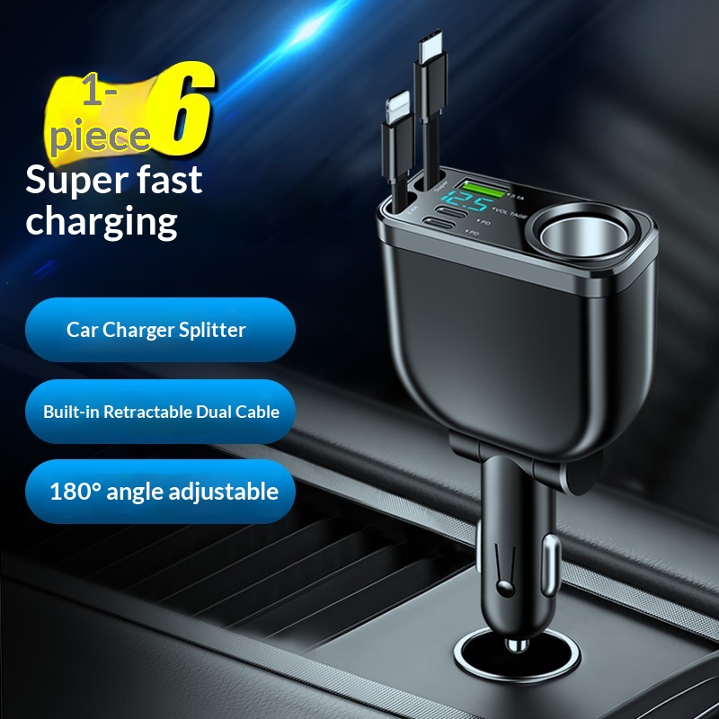 Adattatore multifunzione per caricabatterie da auto con presa accendisigari per ricarica super rapida del telefono cellulare._voghion.com