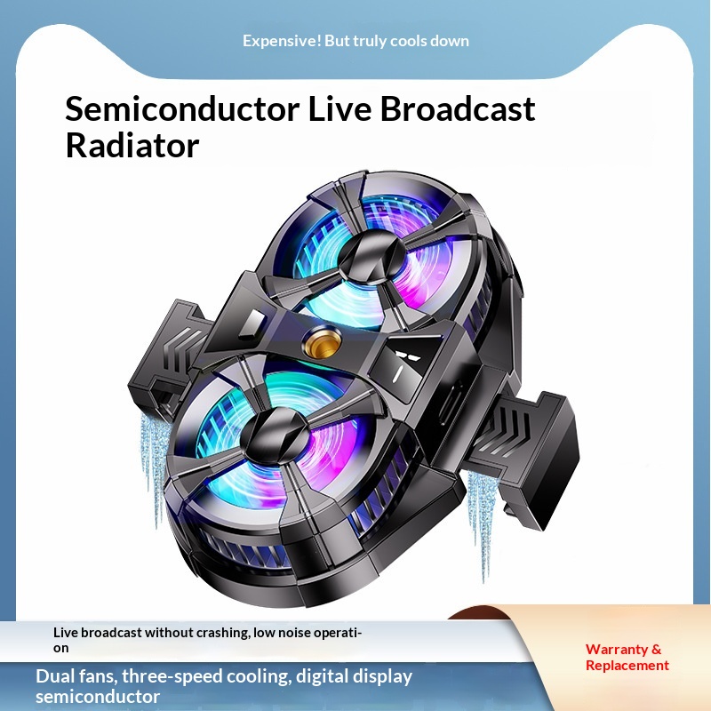 New SL07 Mobile Phone Semiconductor Cooling Ultra-Quiet Live Streaming With Digital Display Dual Fan Cooler_voghion.com