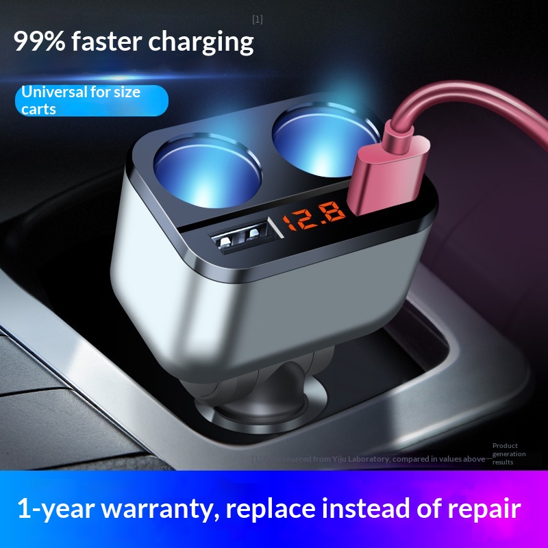 One-to-Three One-to-Two Cigarette Lighter Adapter USB Mobile Phone Multi-Function Car Charger_voghion.com