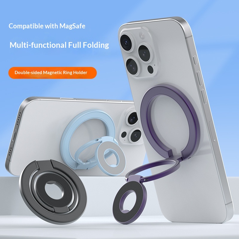 Cross-Border Wholesale Rotating Desktop Holder Back Magnetic Double Ring Phone Stand Upgraded Foldable_voghion.com