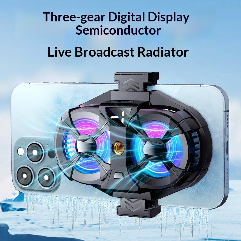 New SL07 Mobile Phone Semiconductor Cooling Ultra-Quiet Live Streaming With Digital Display Dual Fan Cooler_voghion.com