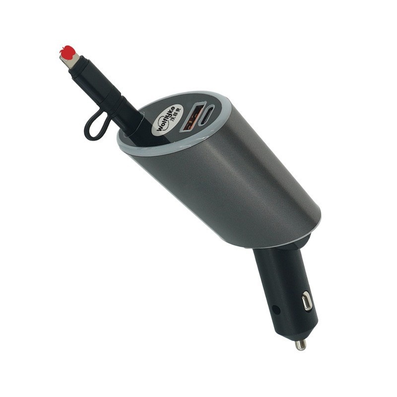 New Car Charger Fast Charging Socket 3-in-1 Retractable Cable Cigarette Lighter 35W Super Conversion Plug_voghion.com
