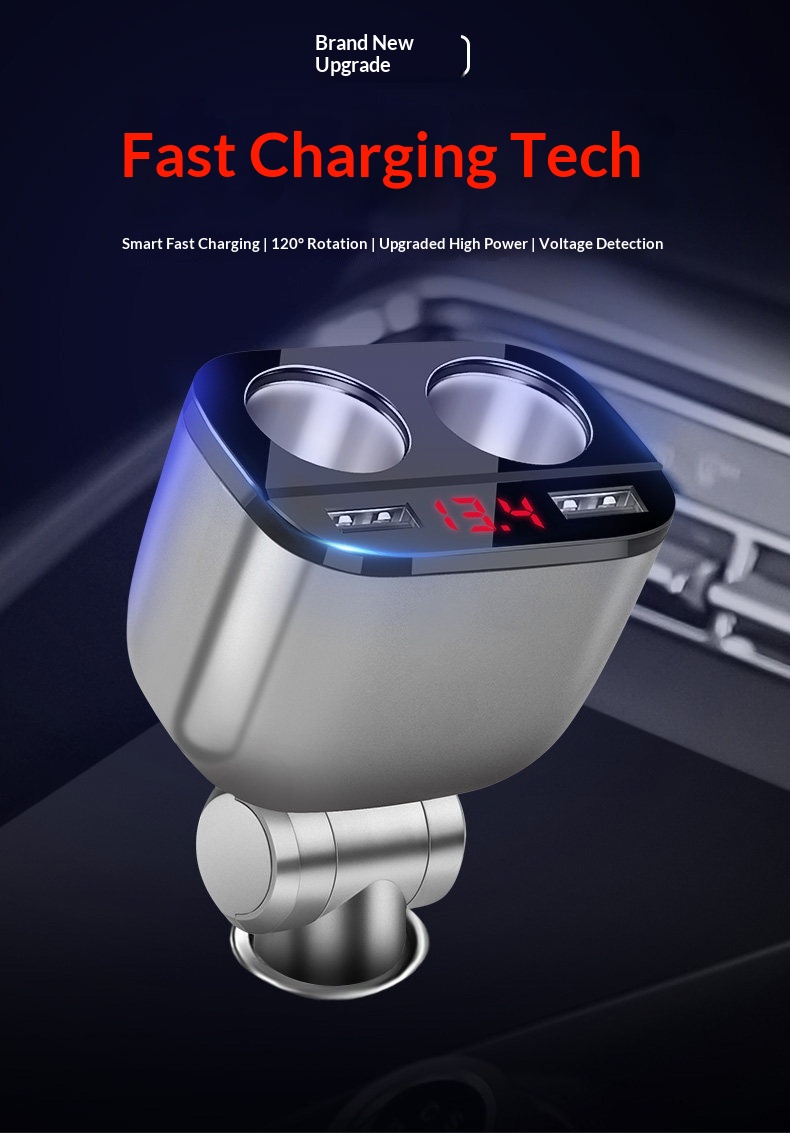 One-to-Three One-to-Two Cigarette Lighter Adapter USB Mobile Phone Multi-Function Car Charger_voghion.com