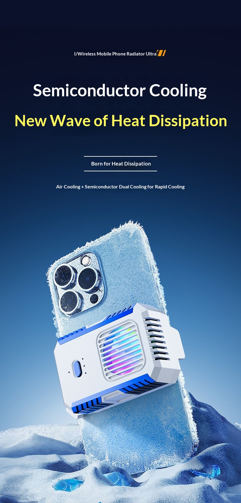 Mobile Phone Cooler Semiconductor Live Streaming Game Three-Level Adjustment Fast Cooling Artifact_voghion.com
