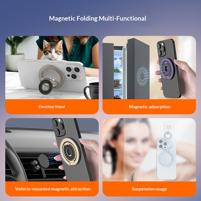 Cross-Border Wholesale Rotating Desktop Holder Back Magnetic Double Ring Phone Stand Upgraded Foldable_voghion.com