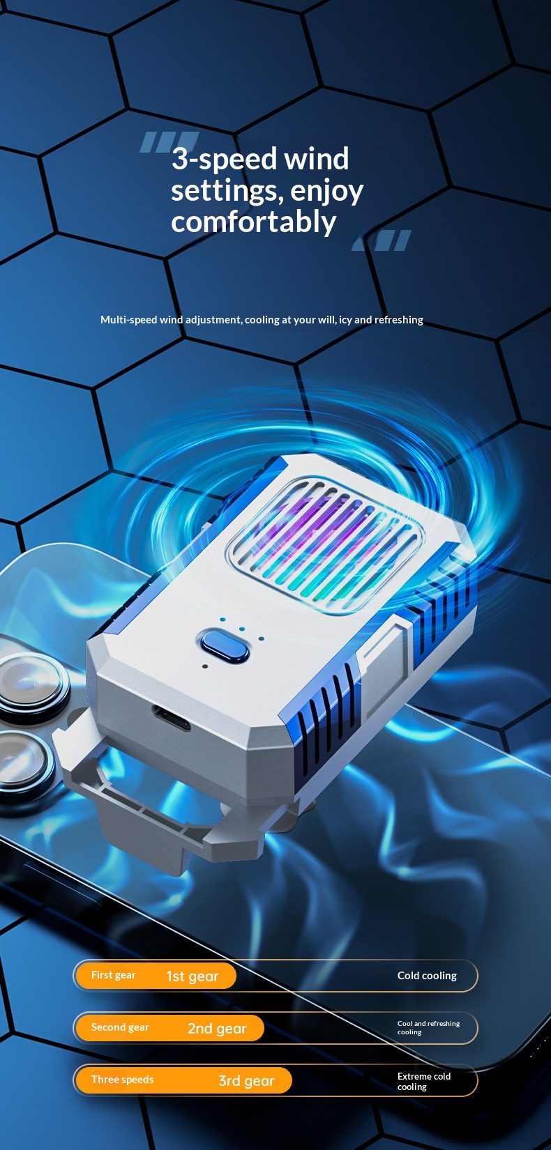 Mobile Phone Cooler Semiconductor Live Streaming Game Three-Level Adjustment Fast Cooling Artifact_voghion.com