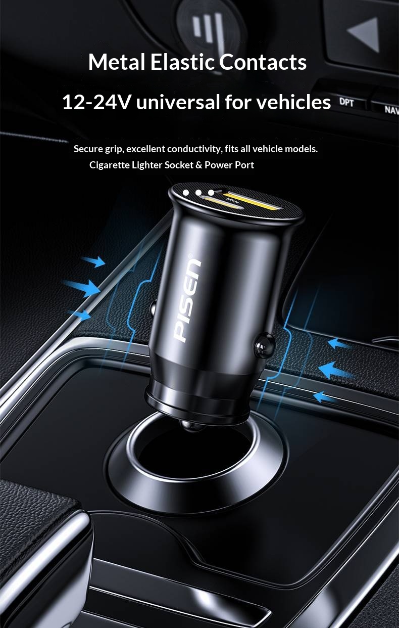 Pisen mini autolader 30w pd voor smartphone en tablet_voghion.com