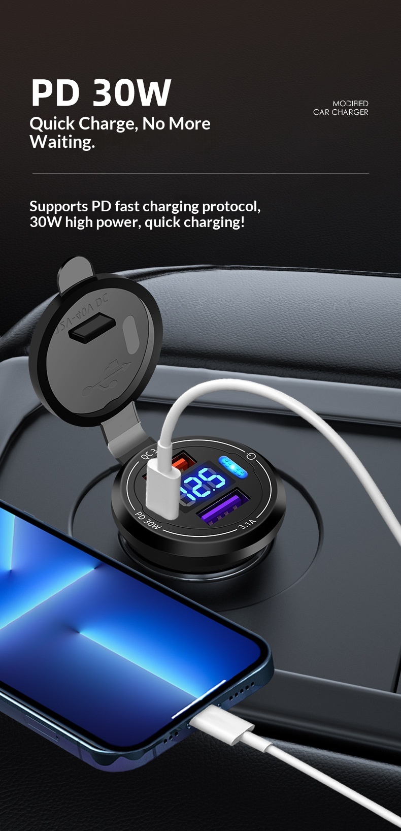 Wasserdichtes Usb-motorradladegerät Mit Pd-schnellladefunktion_voghion.com