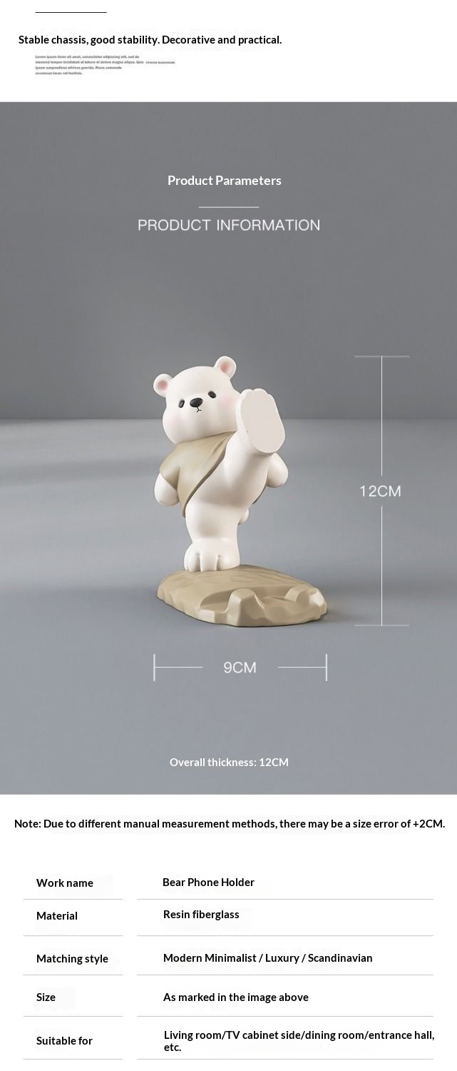 Support de téléphone ours mignon décoration de bureau et maison_voghion.com
