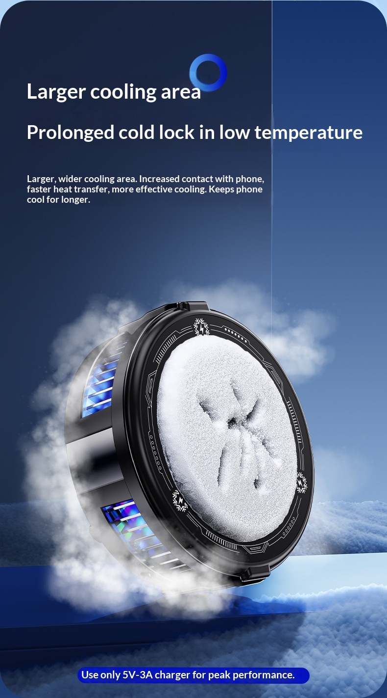 Phone Cooler Semiconductor Ice Magnetic Absorption Digital Display Three-Level Adjustment RGB Lighting Silent Cooling_voghion.com