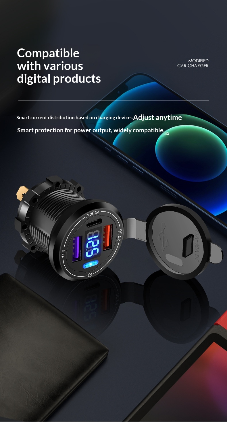Wasserdichtes Usb-motorradladegerät Mit Pd-schnellladefunktion_voghion.com