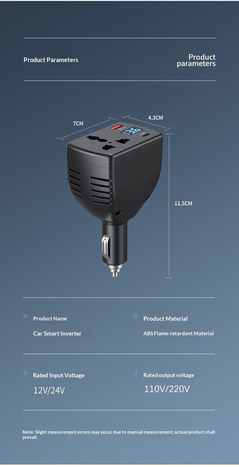 Caricabatterie ad alta potenza da 150 W, ricarica super rapida, multifunzione con display digitale della tensione, inverter per auto._voghion.com