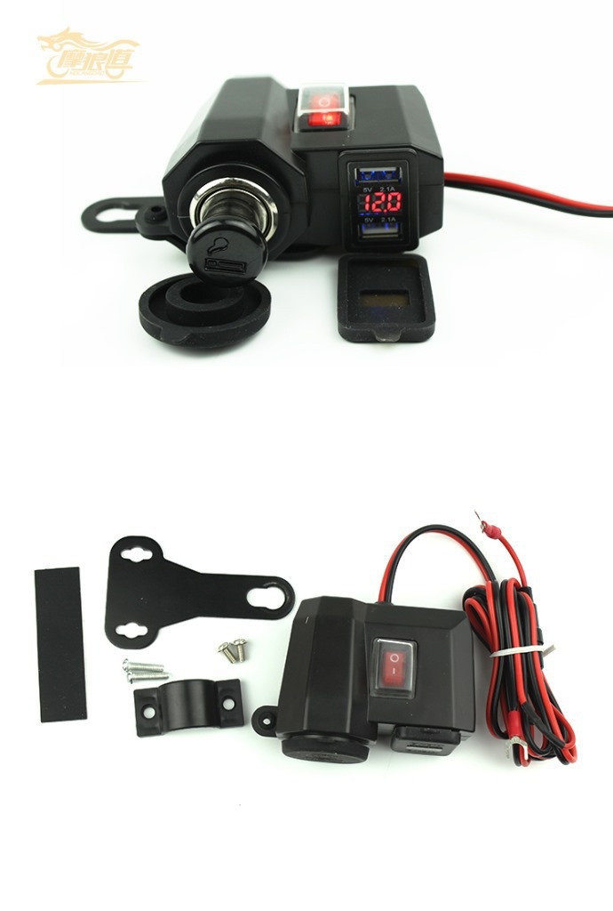 Motorfiets digitale display mobiele telefoon 12V USB autolader waterdicht_voghion.com