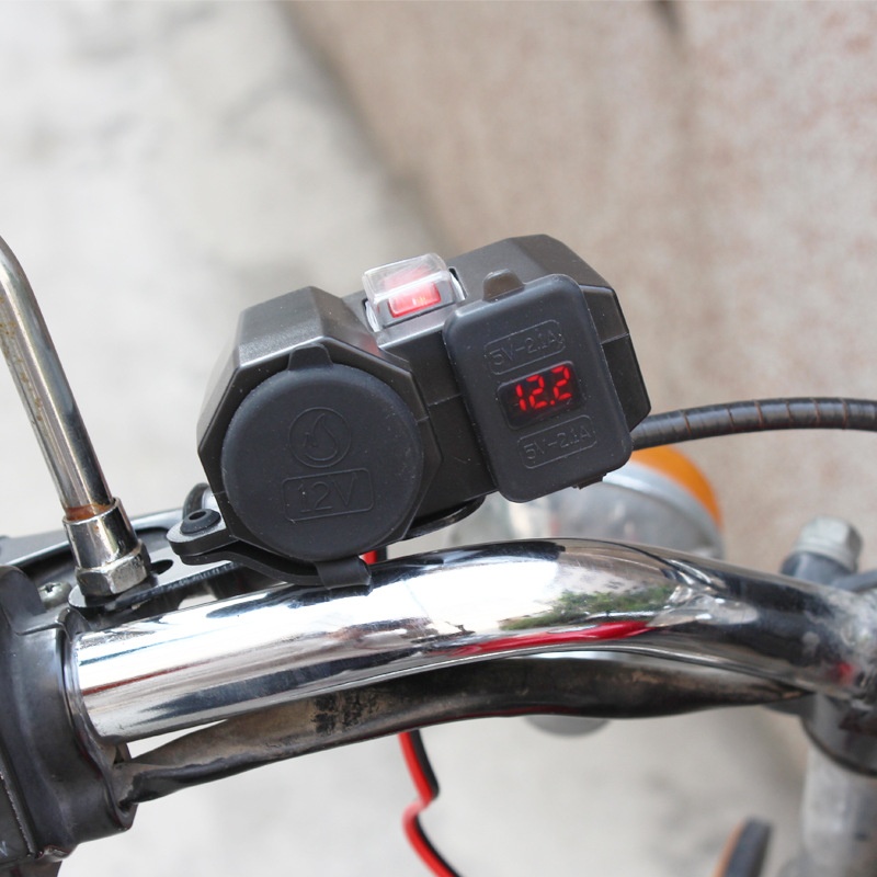 Motorfiets digitale display mobiele telefoon 12V USB autolader waterdicht_voghion.com